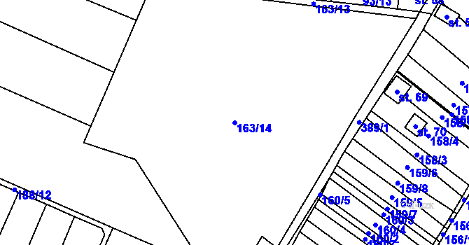 Parcela st. 163/14 v KÚ Honbice, Katastrální mapa