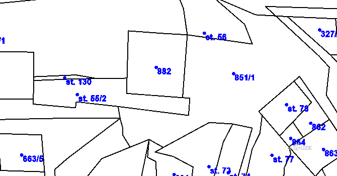 Parcela st. 55/1 v KÚ Honětice, Katastrální mapa