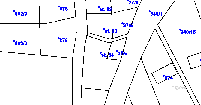 Parcela st. 64 v KÚ Honětice, Katastrální mapa