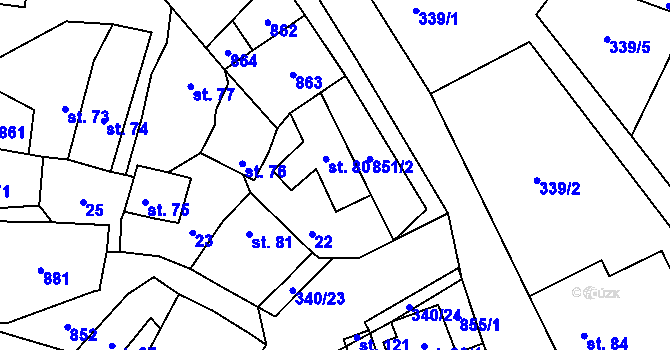 Parcela st. 80 v KÚ Honětice, Katastrální mapa