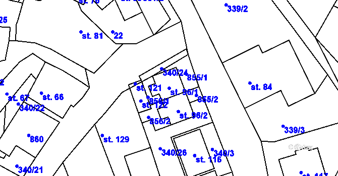 Parcela st. 96/1 v KÚ Honětice, Katastrální mapa