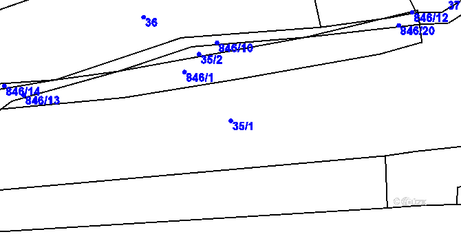 Parcela st. 35/1 v KÚ Honětice, Katastrální mapa