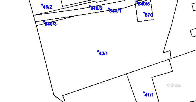 Parcela st. 43/1 v KÚ Honětice, Katastrální mapa
