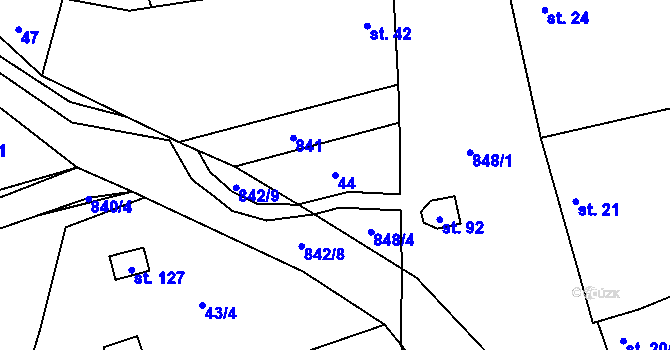Parcela st. 44 v KÚ Honětice, Katastrální mapa