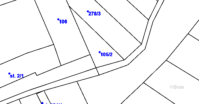 Parcela st. 105/2 v KÚ Honětice, Katastrální mapa