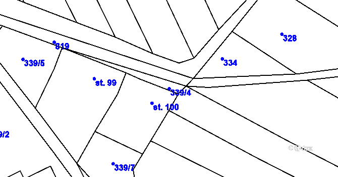 Parcela st. 339/4 v KÚ Honětice, Katastrální mapa