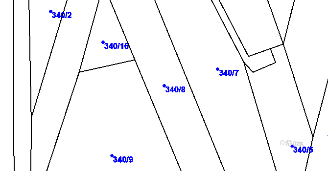 Parcela st. 340/8 v KÚ Honětice, Katastrální mapa