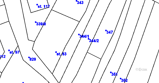 Parcela st. 344 v KÚ Honětice, Katastrální mapa