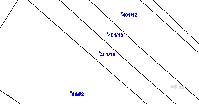 Parcela st. 401/14 v KÚ Honětice, Katastrální mapa