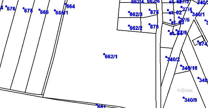 Parcela st. 662/1 v KÚ Honětice, Katastrální mapa