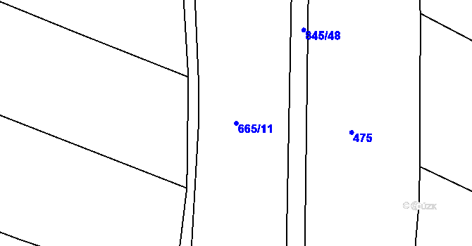 Parcela st. 665/11 v KÚ Honětice, Katastrální mapa