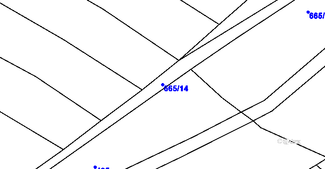 Parcela st. 665/14 v KÚ Honětice, Katastrální mapa