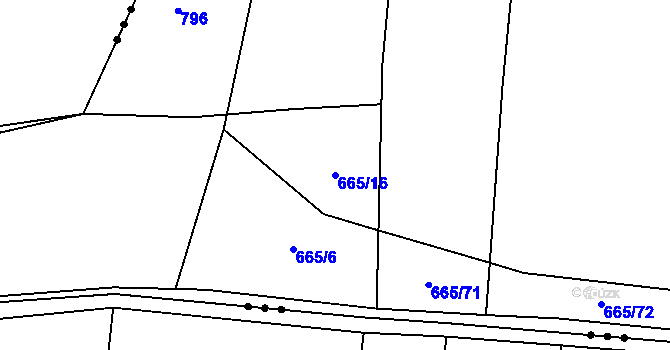Parcela st. 665/16 v KÚ Honětice, Katastrální mapa