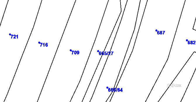 Parcela st. 665/27 v KÚ Honětice, Katastrální mapa