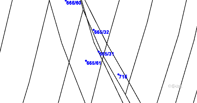 Parcela st. 665/31 v KÚ Honětice, Katastrální mapa