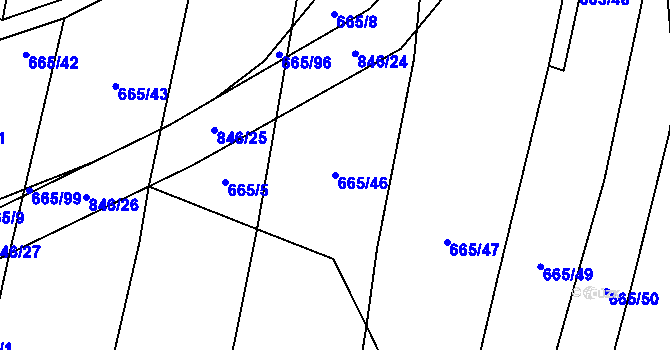 Parcela st. 665/46 v KÚ Honětice, Katastrální mapa