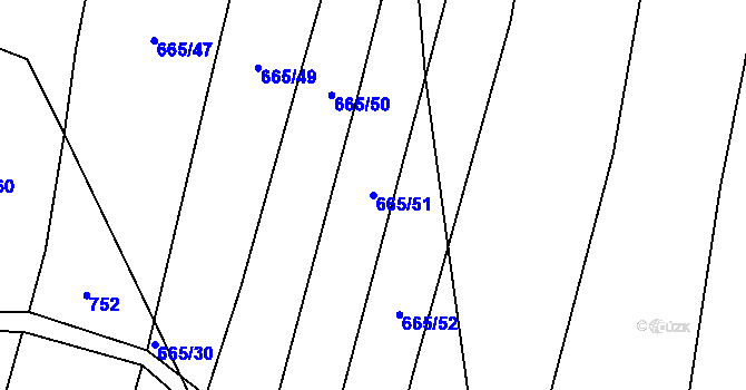 Parcela st. 665/51 v KÚ Honětice, Katastrální mapa