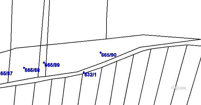 Parcela st. 665/90 v KÚ Honětice, Katastrální mapa