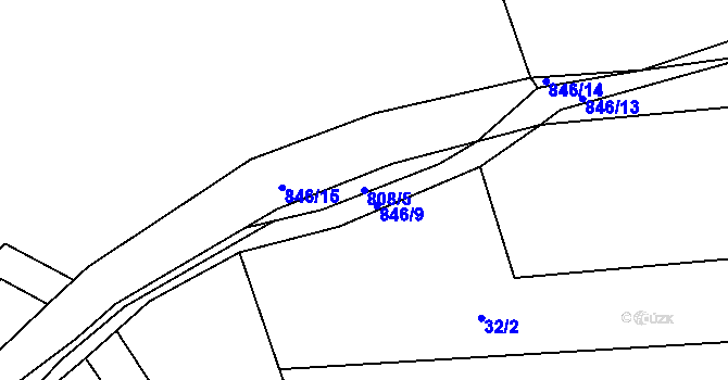 Parcela st. 808/5 v KÚ Honětice, Katastrální mapa