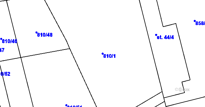 Parcela st. 810/1 v KÚ Honětice, Katastrální mapa