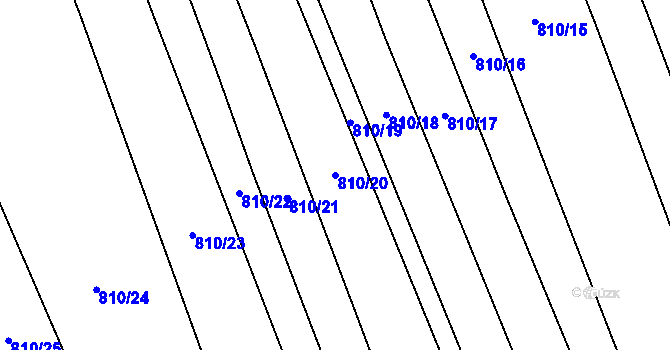 Parcela st. 810/20 v KÚ Honětice, Katastrální mapa