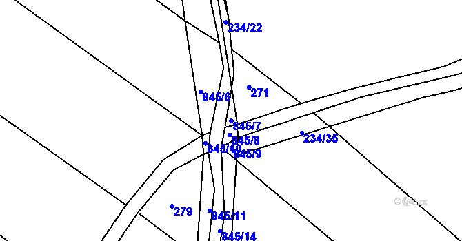 Parcela st. 845/7 v KÚ Honětice, Katastrální mapa