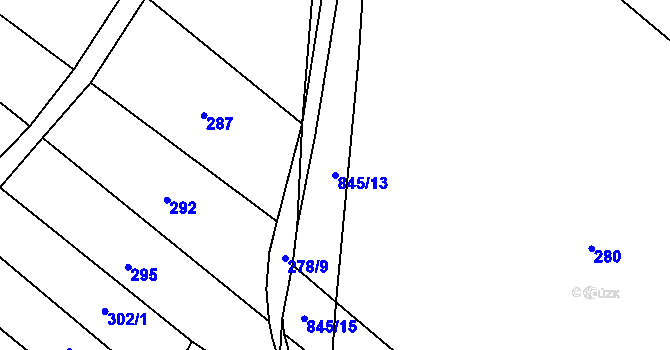 Parcela st. 845/13 v KÚ Honětice, Katastrální mapa