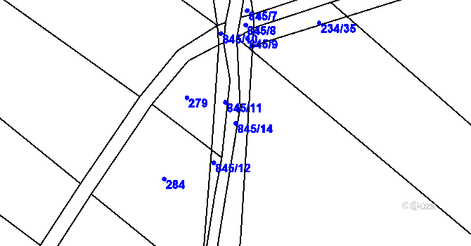 Parcela st. 845/14 v KÚ Honětice, Katastrální mapa