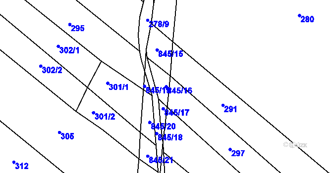 Parcela st. 845/16 v KÚ Honětice, Katastrální mapa