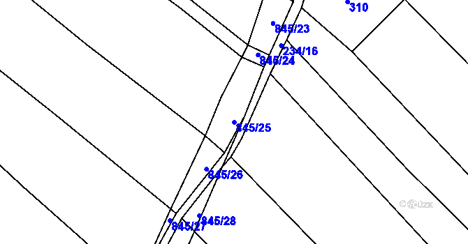 Parcela st. 845/25 v KÚ Honětice, Katastrální mapa