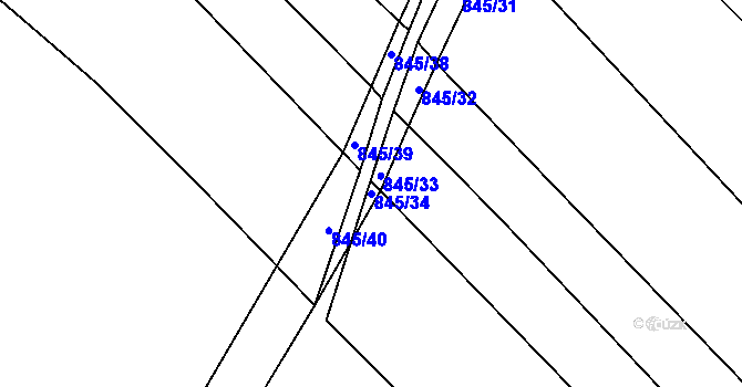 Parcela st. 845/34 v KÚ Honětice, Katastrální mapa