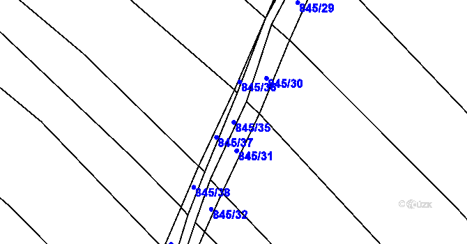 Parcela st. 845/35 v KÚ Honětice, Katastrální mapa