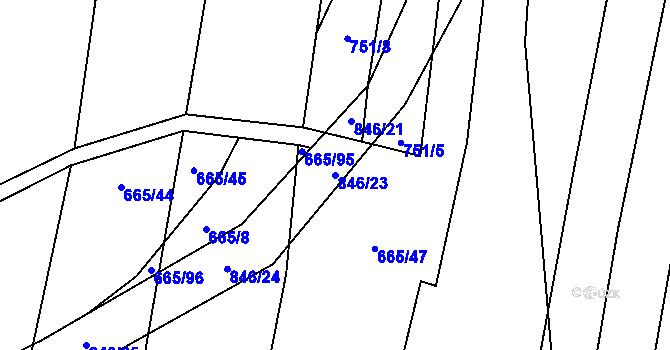 Parcela st. 846/23 v KÚ Honětice, Katastrální mapa