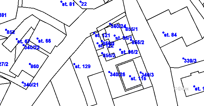 Parcela st. 856/2 v KÚ Honětice, Katastrální mapa