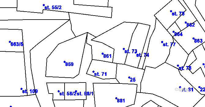Parcela st. 861 v KÚ Honětice, Katastrální mapa
