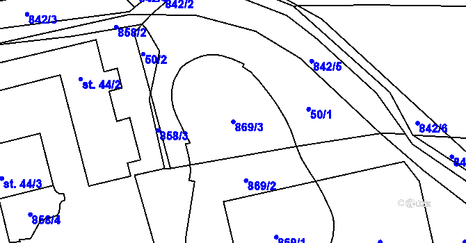 Parcela st. 869/3 v KÚ Honětice, Katastrální mapa