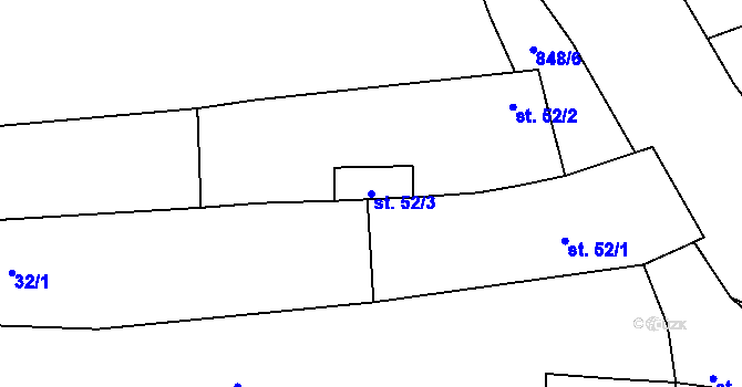 Parcela st. 52/3 v KÚ Honětice, Katastrální mapa