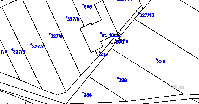 Parcela st. 877 v KÚ Honětice, Katastrální mapa