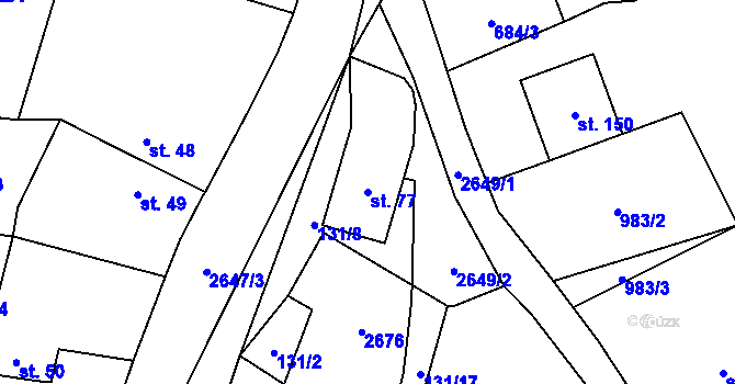 Parcela st. 77 v KÚ Honezovice, Katastrální mapa