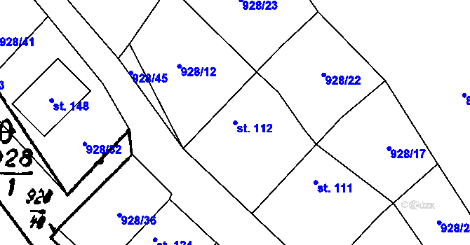 Parcela st. 112 v KÚ Honezovice, Katastrální mapa