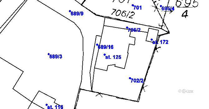 Parcela st. 125 v KÚ Honezovice, Katastrální mapa