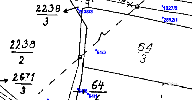 Parcela st. 64/3 v KÚ Honezovice, Katastrální mapa