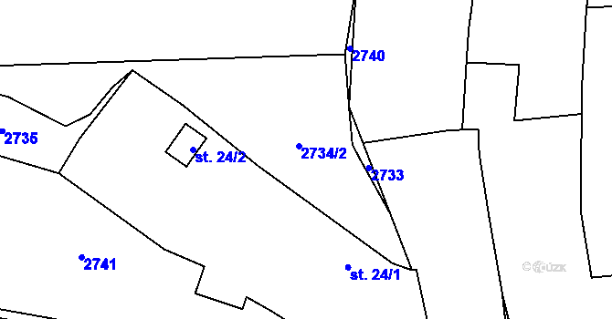 Parcela st. 64/5 v KÚ Honezovice, Katastrální mapa