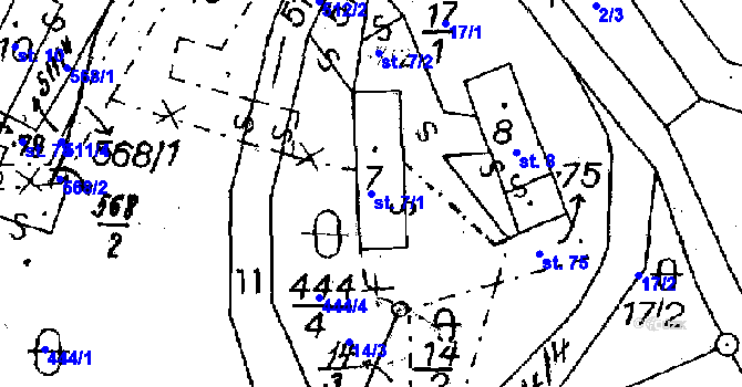 Parcela st. 7/1 v KÚ Hradišťany, Katastrální mapa
