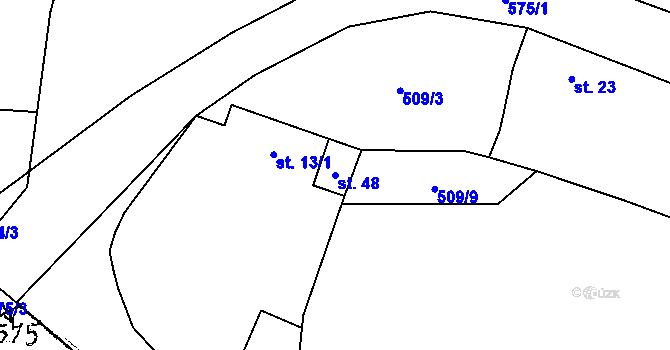 Parcela st. 48 v KÚ Hradišťany, Katastrální mapa