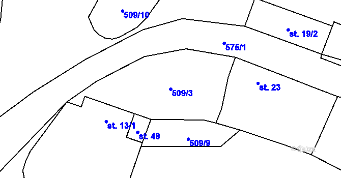 Parcela st. 509/3 v KÚ Hradišťany, Katastrální mapa