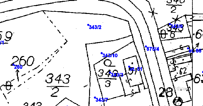 Parcela st. 343/10 v KÚ Hradišťany, Katastrální mapa