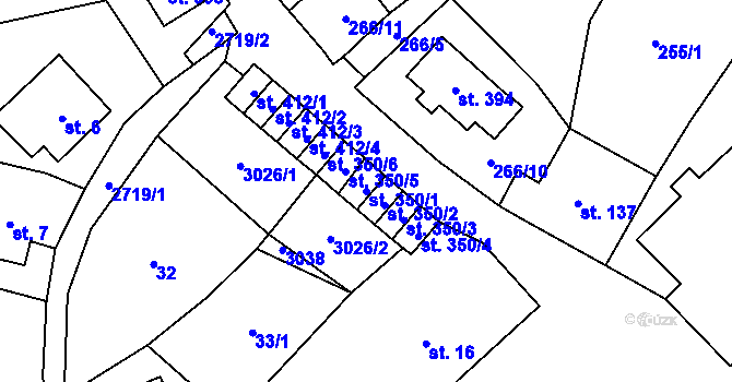 Parcela st. 350/1 v KÚ Hora Svaté Kateřiny, Katastrální mapa