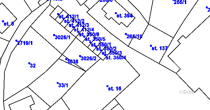 Parcela st. 350/4 v KÚ Hora Svaté Kateřiny, Katastrální mapa