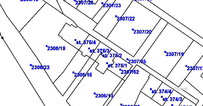 Parcela st. 375/2 v KÚ Hora Svaté Kateřiny, Katastrální mapa